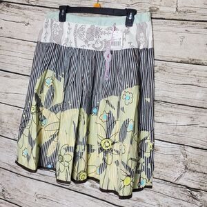 CAbi Floral A-Line Skirt - Black, White, Yellow, Blue